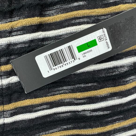 Karl Lagerfeld Mens Slim Fit Textured Stripe Drawstring Shorts Black Tan L - Picture 2 of 4